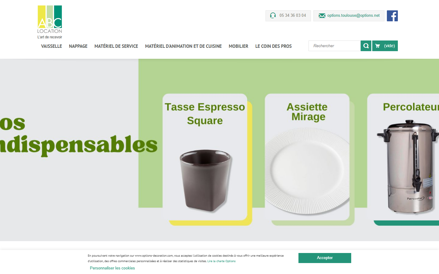 Capture du site officiel de A.B.C. Location