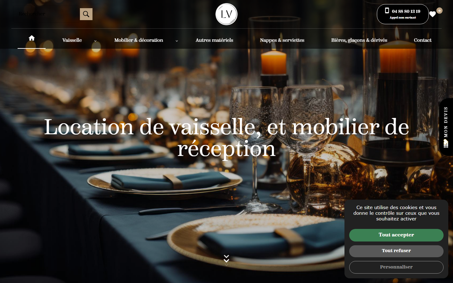 Capture du site officiel de Loca Vaisselle
