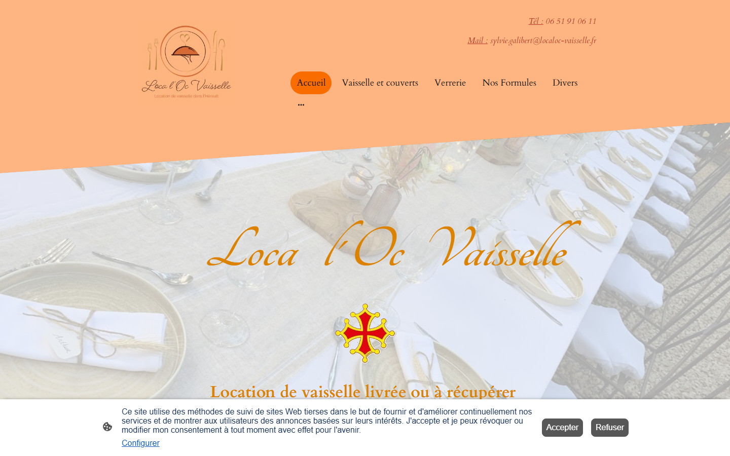 Capture du site officiel de Loca l'oc vaisselle