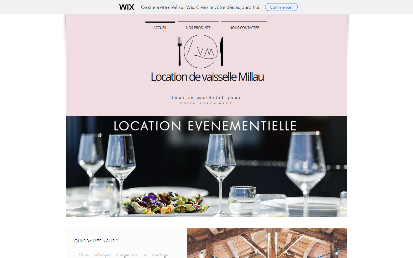 Capture du site officiel de Location de vaisselle Millau