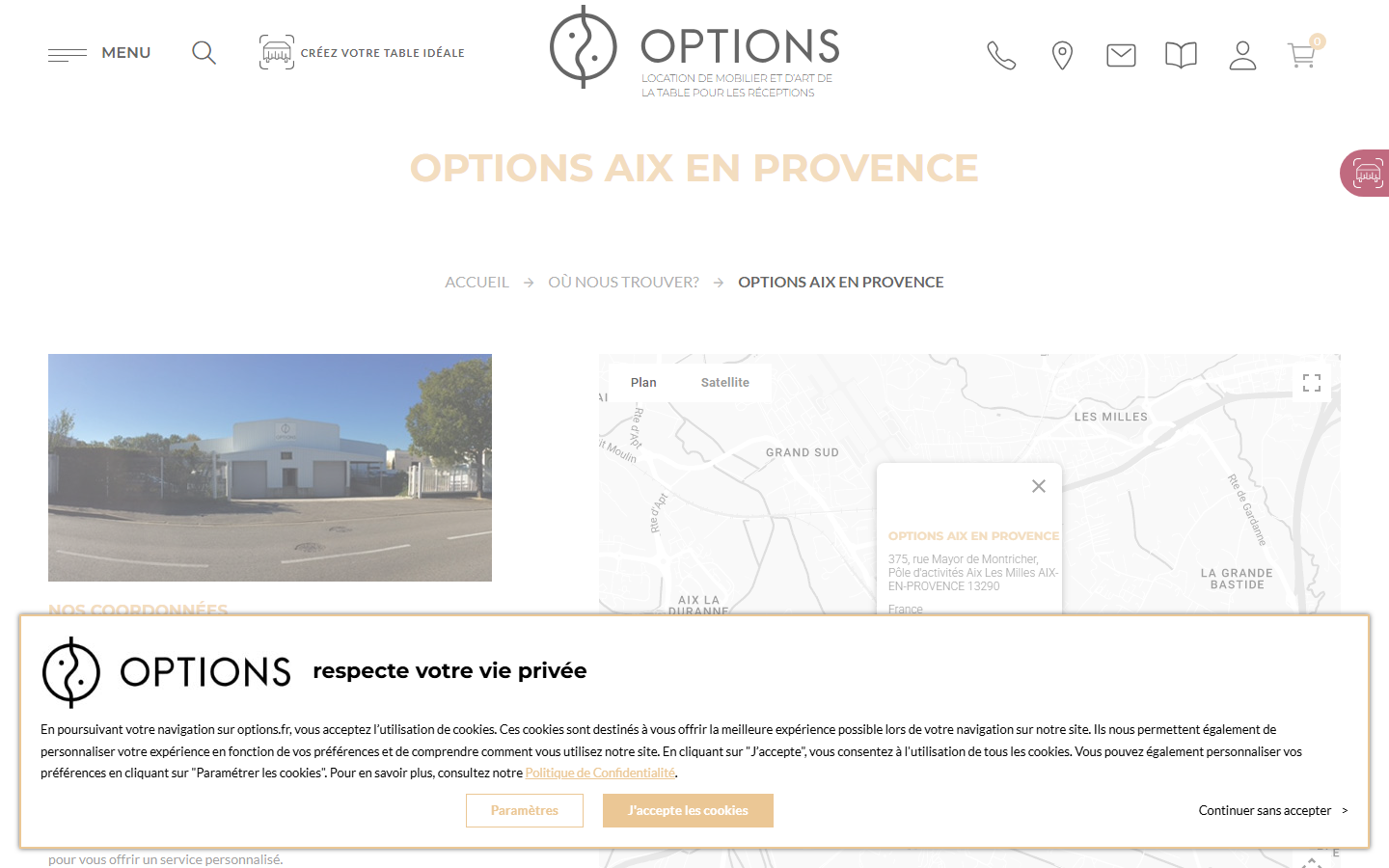 Capture du site officiel de Options Toulouse - Location de matériel événementiel