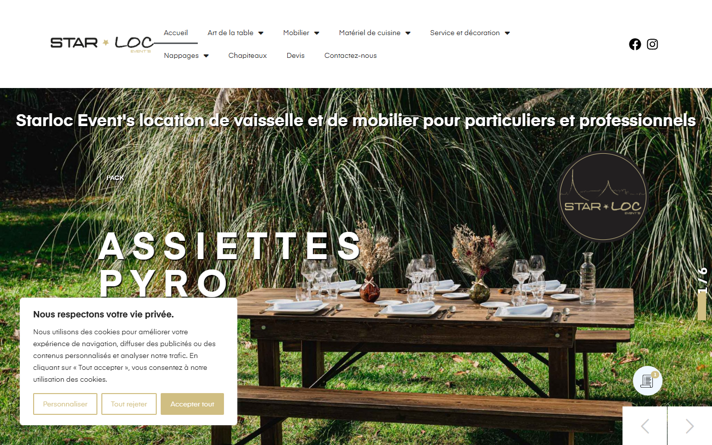 Capture du site officiel de STARLOC Event’s