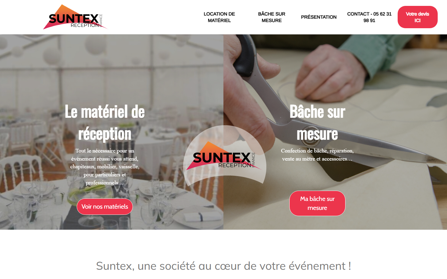 Capture du site officiel de Suntex Réception France
